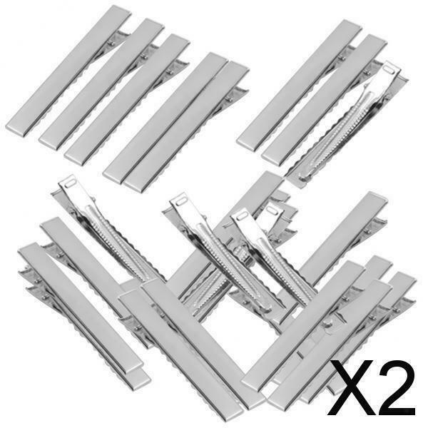 2X 50pcs Assorted Size Flat Single Prong Metal Alligator Hair Clips 56mm