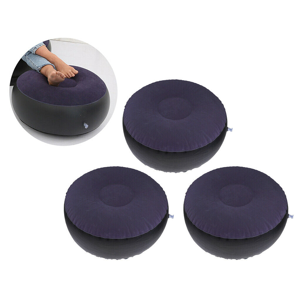3x Inflatable Stool Ottoman Beach Leisure Air Chair Living Room 62x32cm