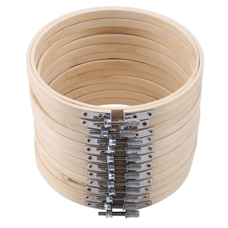 1X(12 Pieces 6 Inch Wooden Embroidery Hoops Bulk Wholesale Bamboo Circle Cro9D9)