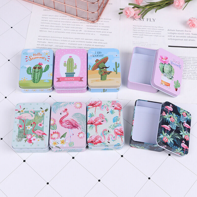 Flower Tin Trinket Coin Box Jewelry Storage Case Gifts Packing 90x65x25.l8