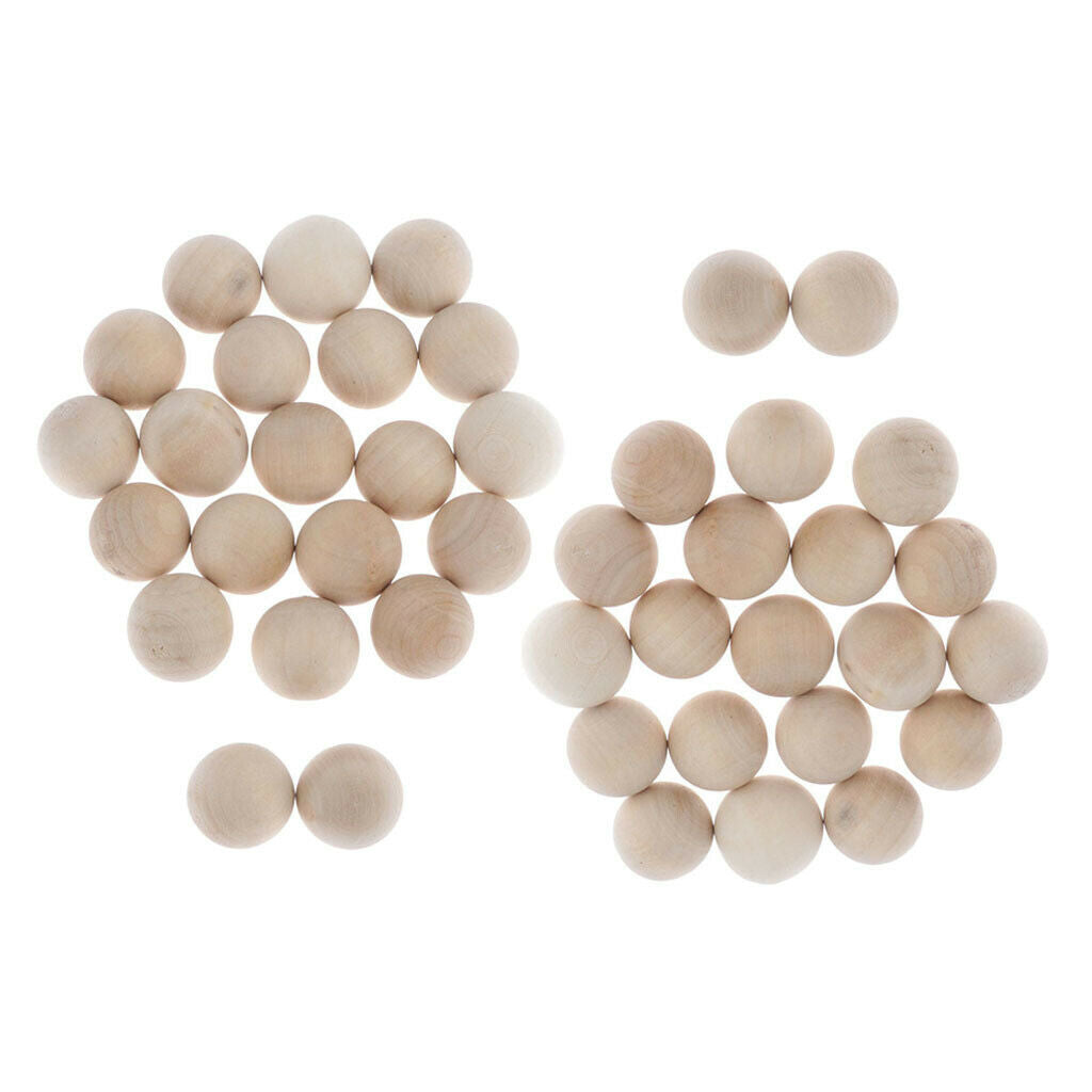20Pcs Wooden Hardwood Balls 3cm Round Beech Wood Beads for Crafts Toys