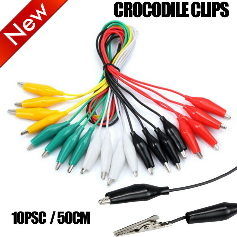10x Electric Double Ended Alligator Crocodile Clips Test Lead Jumper Wires New