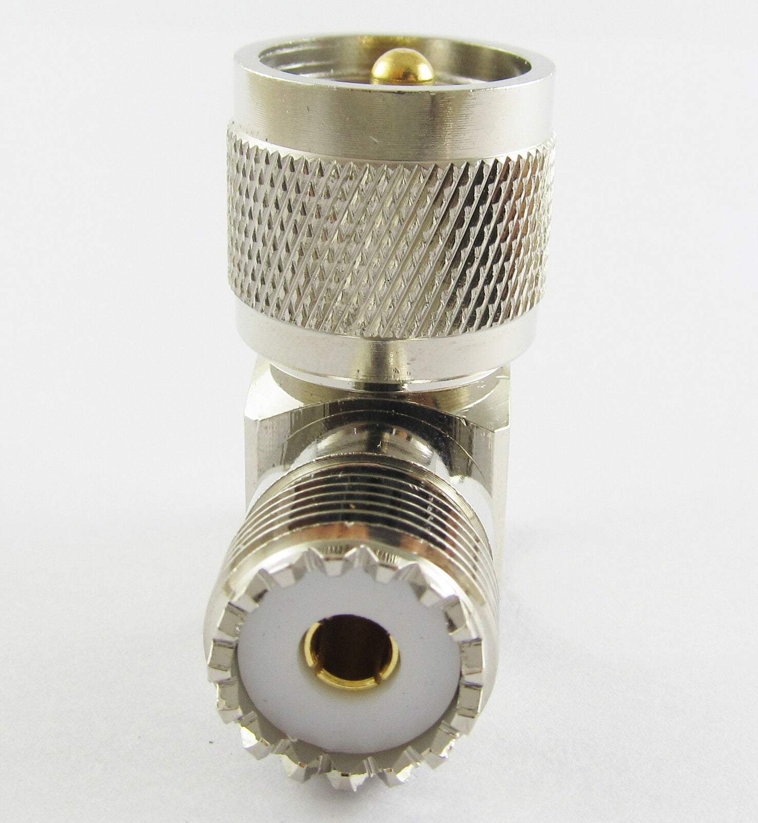 10pcs UHF PL-259 Male to UHF SO-239 Female Right Angle RF Coaxial Adapter Brass