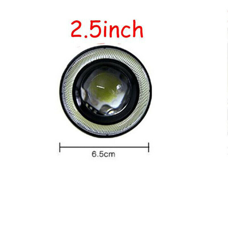 2X 3Inch COB LED Fog Light Projector Car Lamp White Halo Angel Eye Ring LED Bulb