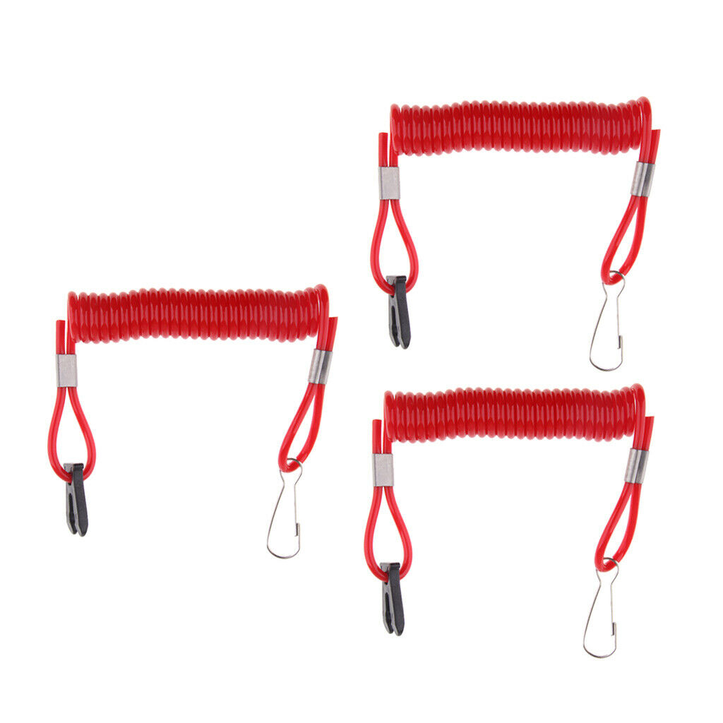3pcs Marine Boat Outboard Stop Kill Switch Tether Cord for Suzuki 10cm Red