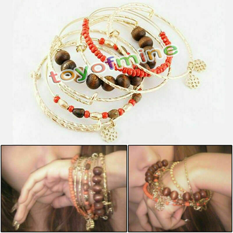 Fashion women bohemian style multilayer beads Pine Bead flower bracelet bracelet