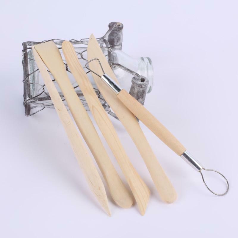 Pack of 5pcs Pro Pottery Tool Kit for Students Carving Modeling Shaping Scraping