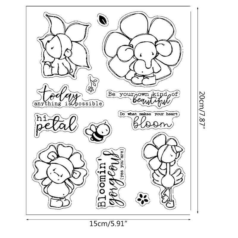 Baby Elephant Transparent Silicone Seal Stencil DIY Crafts Printing Mould