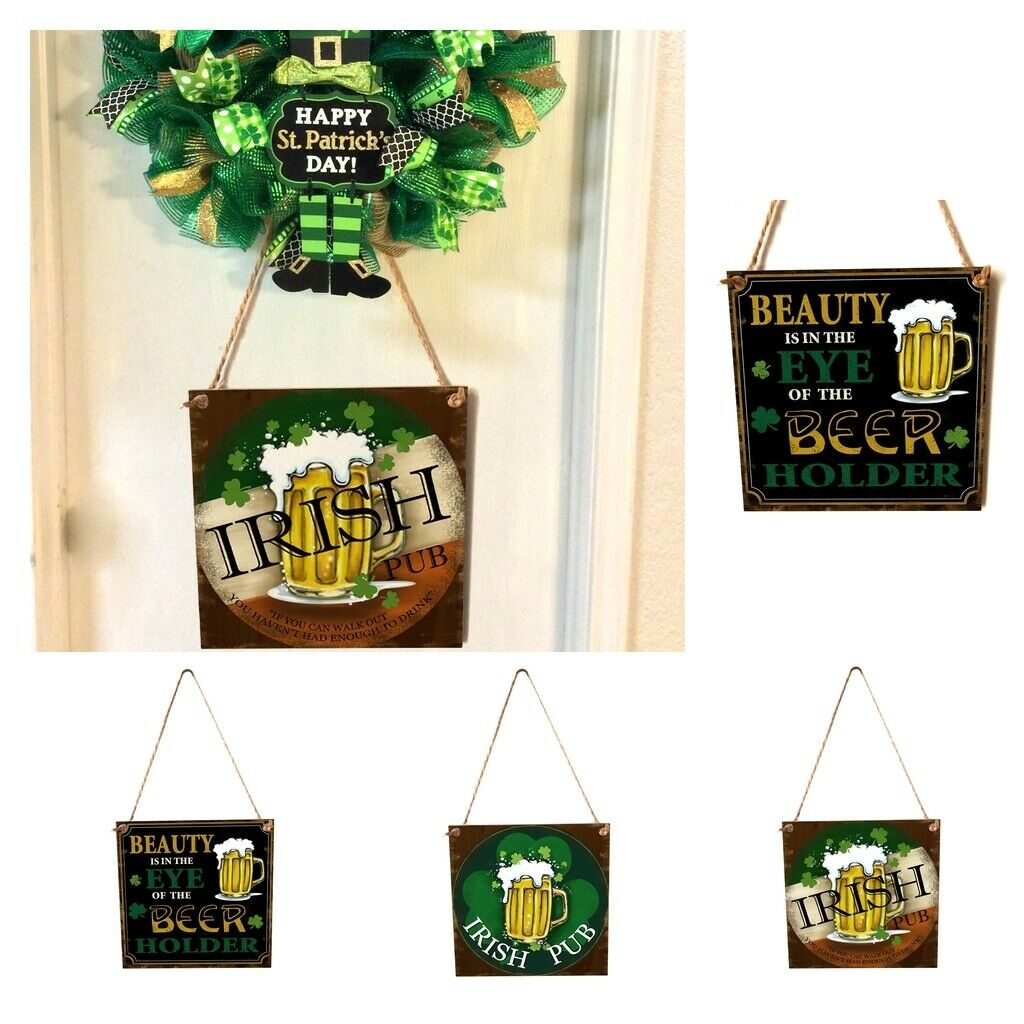 Style Chic Irish Pub Plaque Poster Novelty Hanging Wall Decor 15x15cm Green