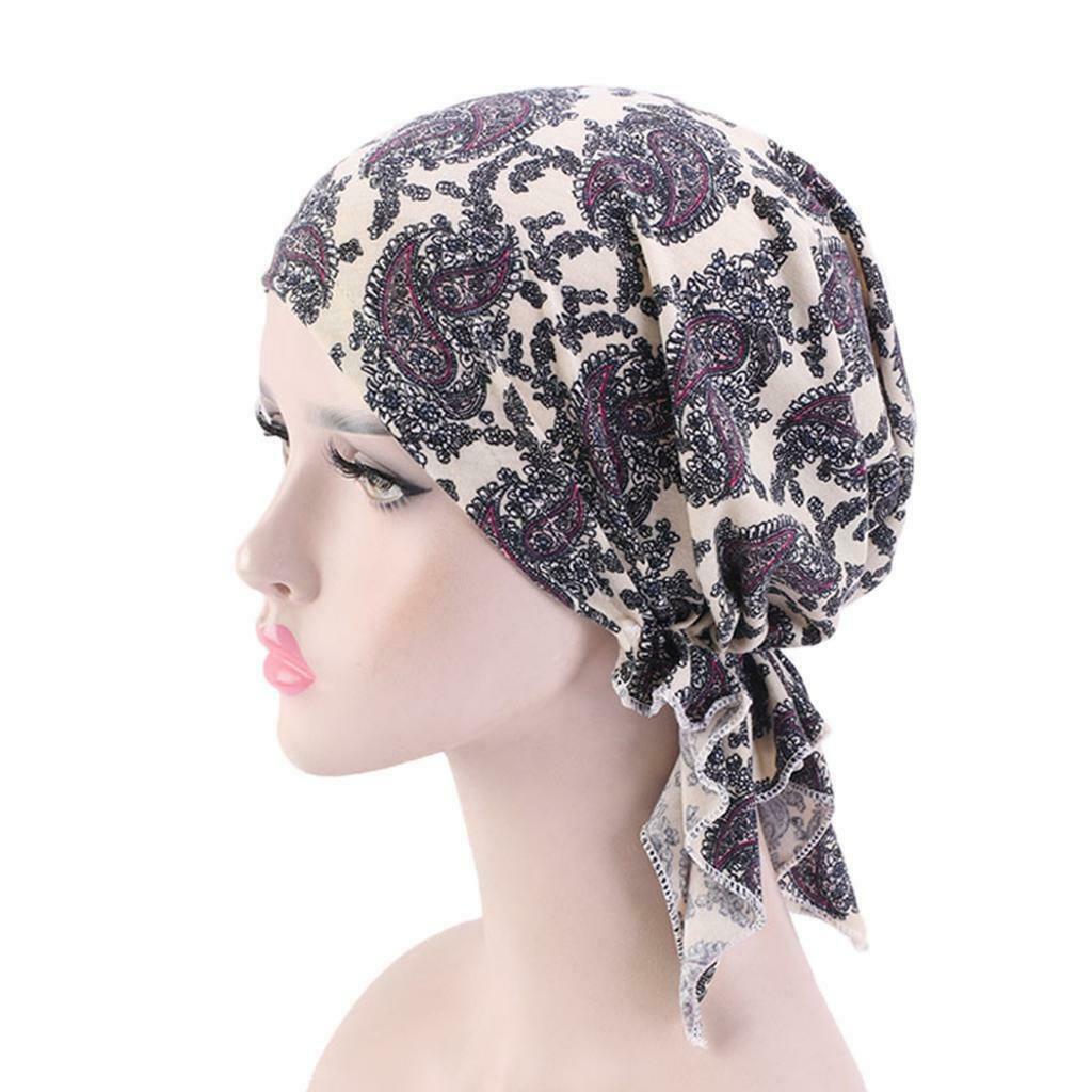 Womens Soft Cotton Turban Chemo Cap Stretch Beanie Head Scarf Cover Bandana