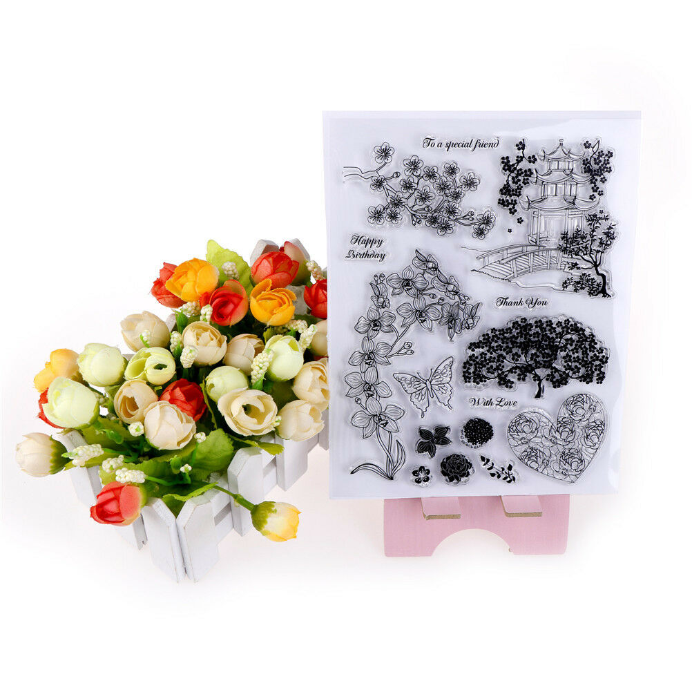 Transparent Clear Stamps Pavilion and tree for DIY Scrapbooking Card Maki.l8