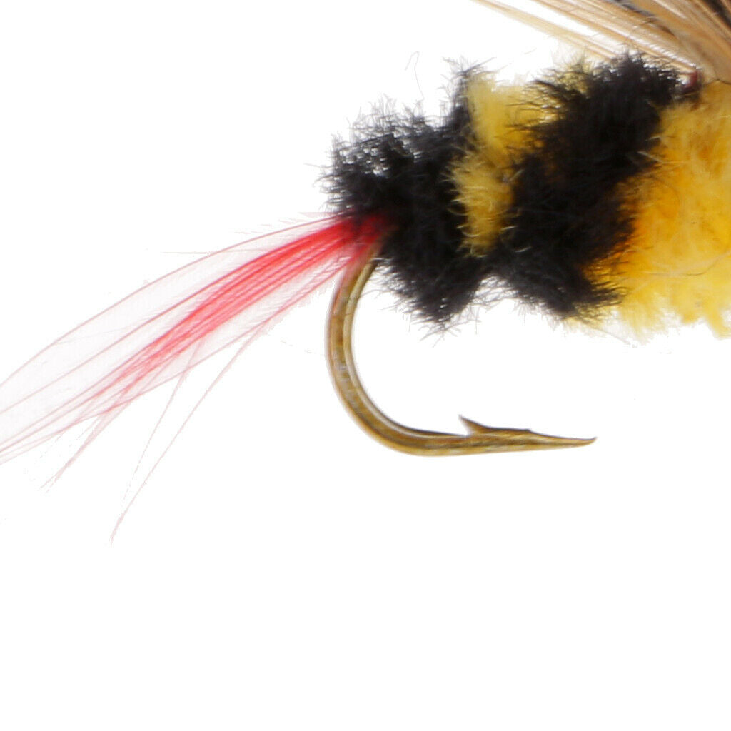 5Pcs Black and Yellow Foam Bee Nymph Trout Flies Fly Fishing Lures Set