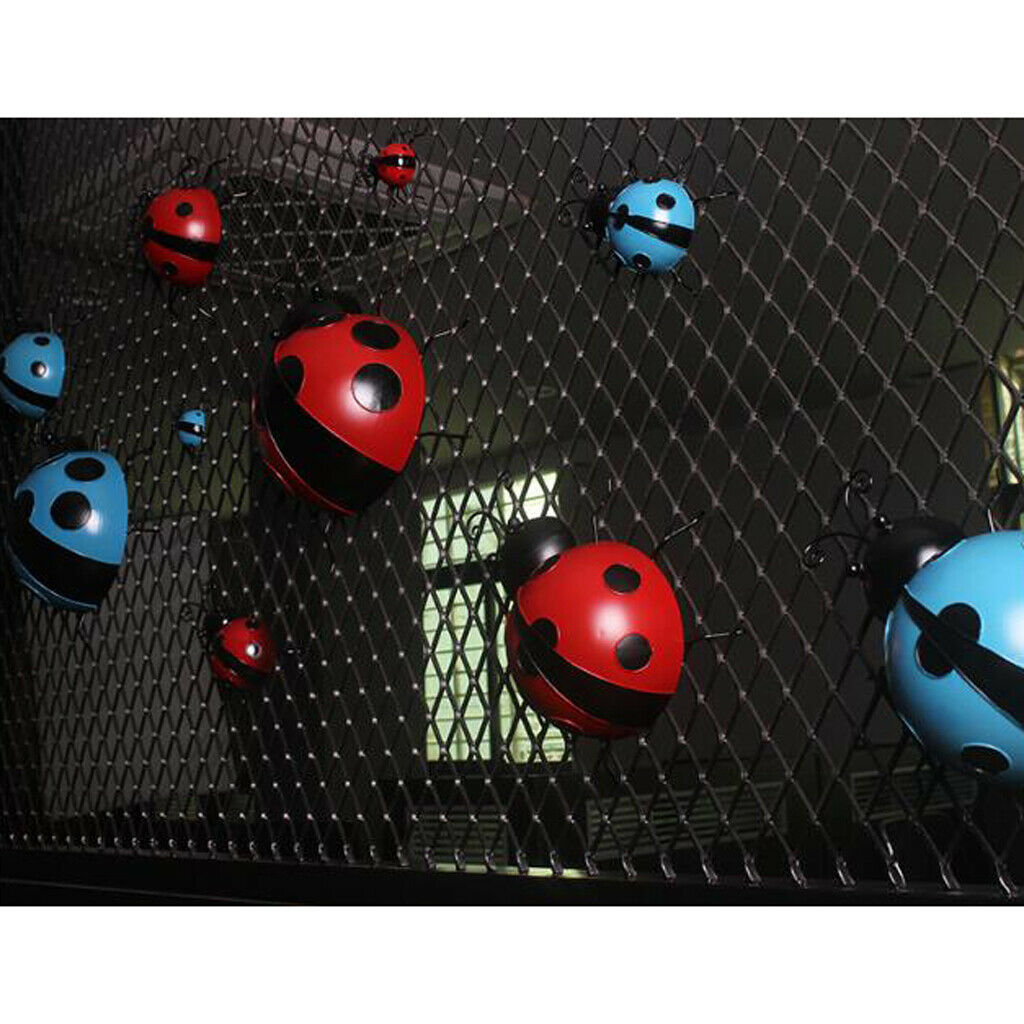3pcs Cute Metal Ladybird Sculpture Handmade Wall Hanging Ladybug Ornaments