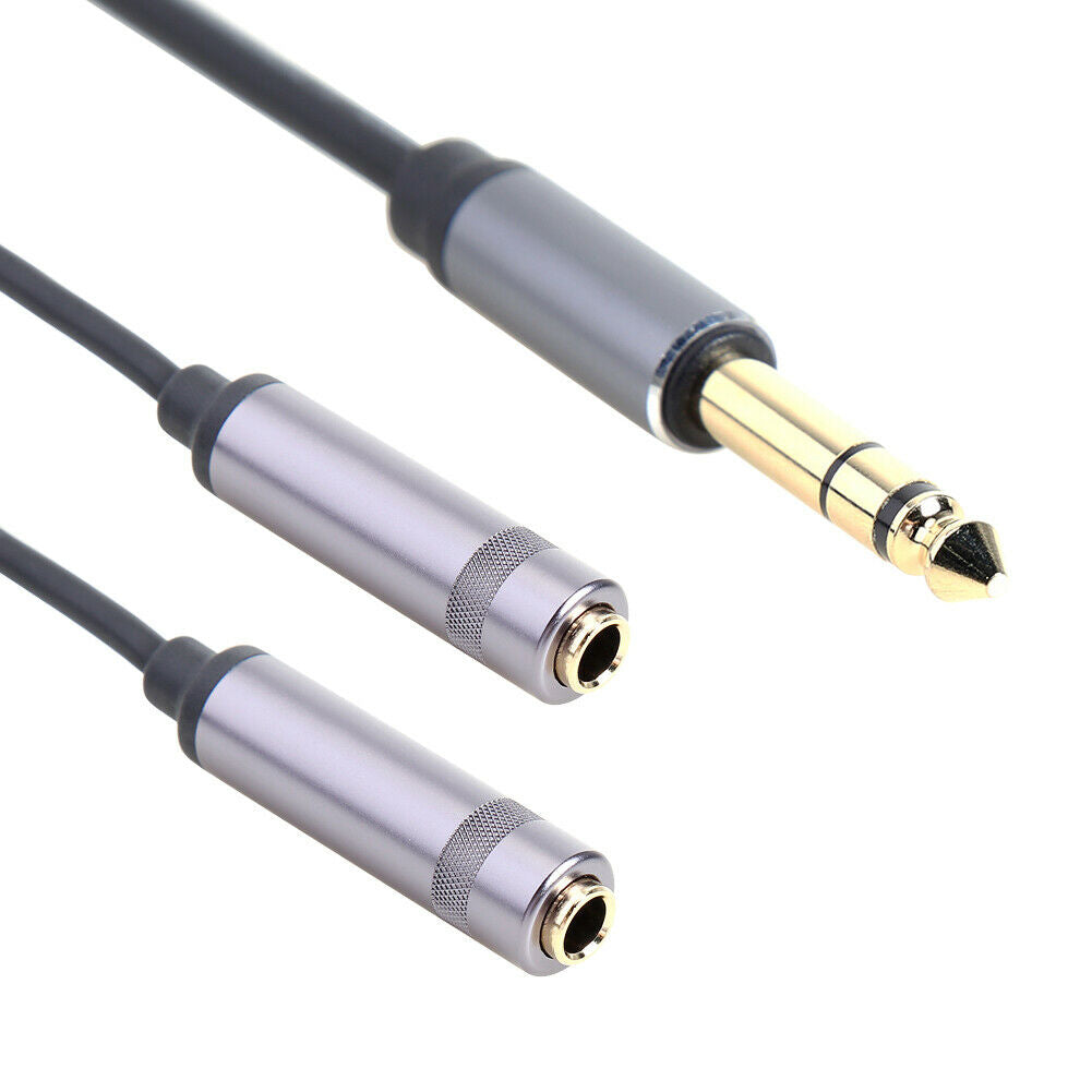 6.5mm Stereo Plug Male to Dual 6.5mm Jack Female Y Splitter Audio Cable  @