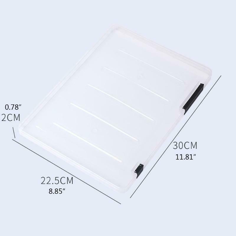 A4 Plastic Portable Case Document File Folder Transparent Paper Organizer Box