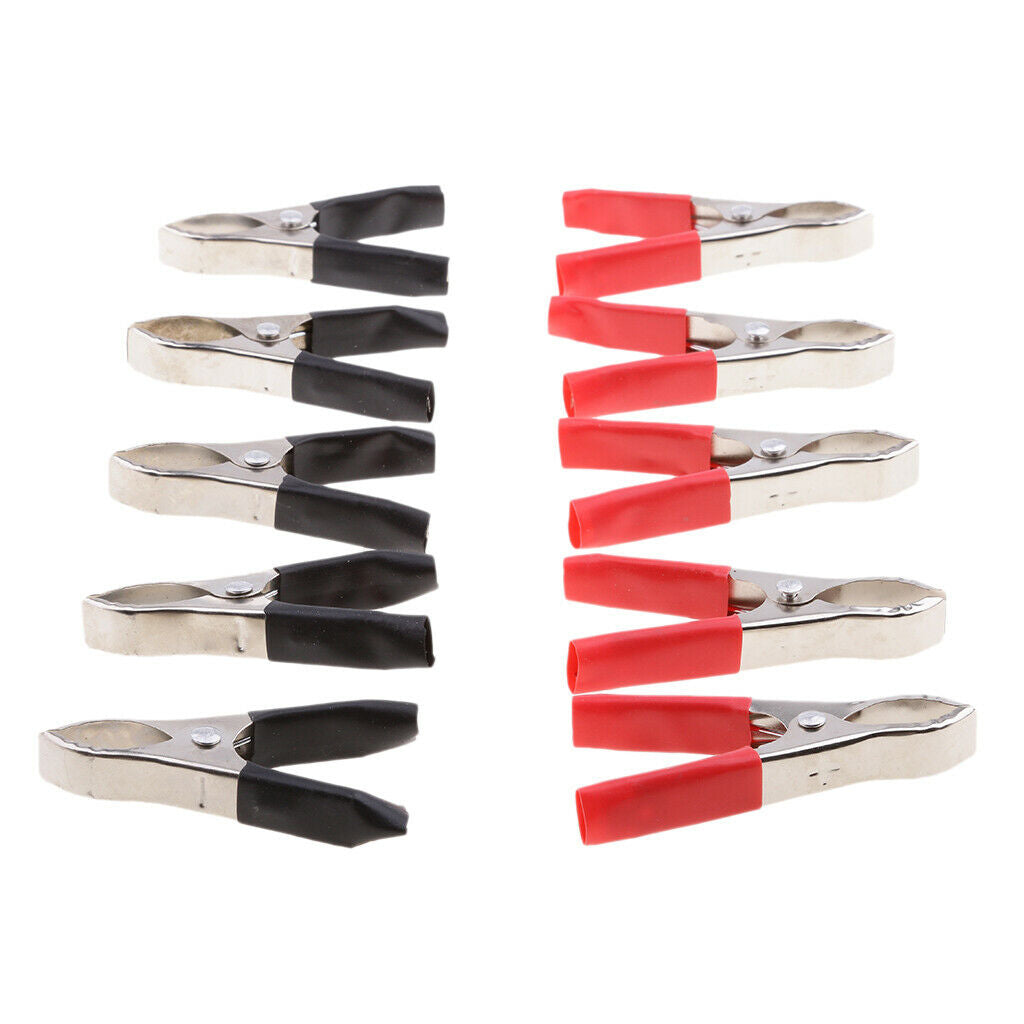 10 Pieces 75mm Plastic Handle Test Probe Metal Alligator Clips