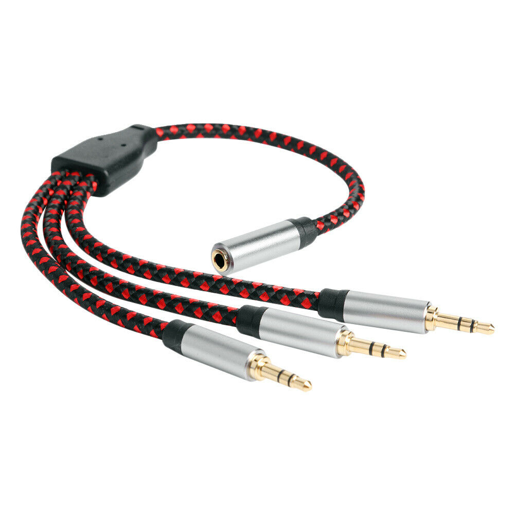 3.5mm Audio Splitter Adapter Cable 1 Female to 3 Male AUX Extension Cord @