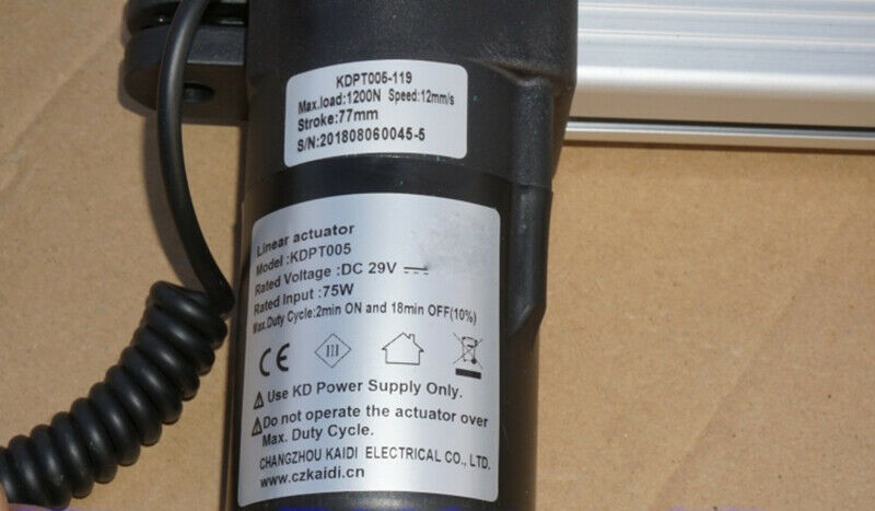 DC 29V 75W Push rod motor stroke 77mm Screw slider lifting 1200N 24V29V electric