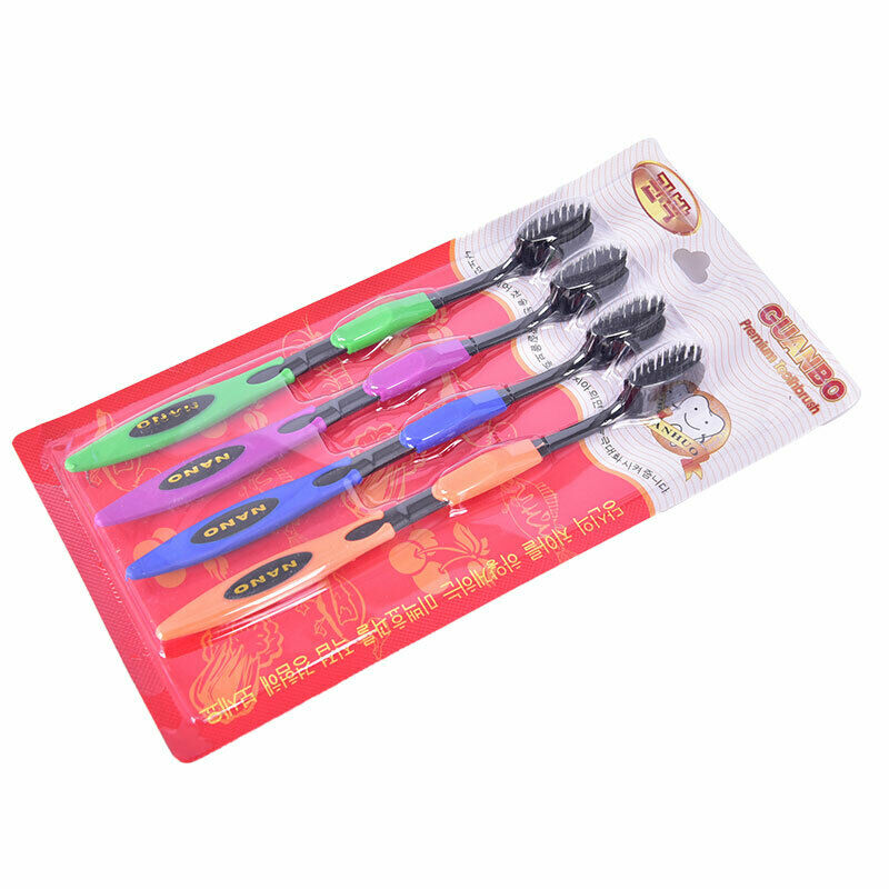 4Pcs double layer soft bristle toothbrush portable bamboo charcoal toothb.l8