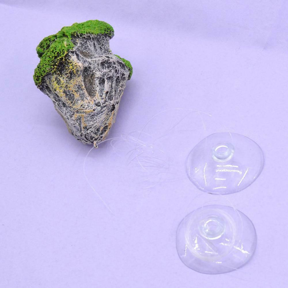 2 x Aquarium Decorated with Suspended Rock with Suction Cup - Floating Moss