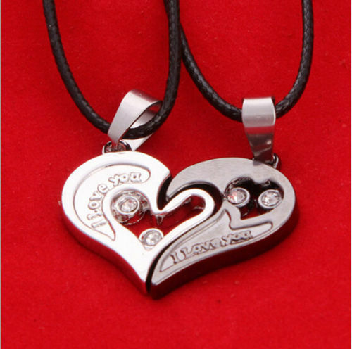 1Pc Men Women Lover Couple Necklace I Love You Heart Pendant Stainless Steel