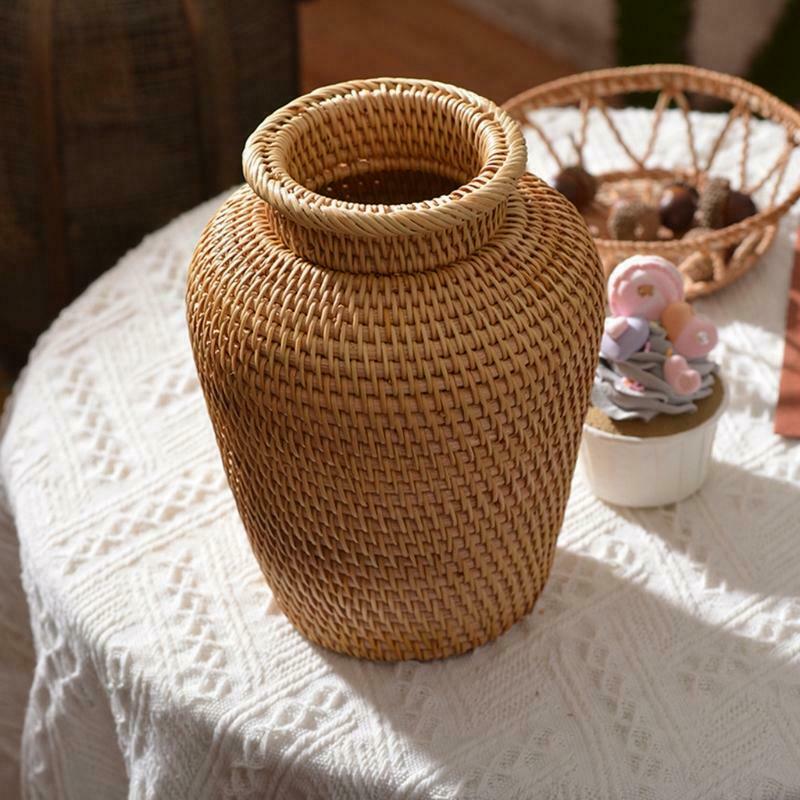Autumn Rattan Woven Vase Art Vase Fashion Tabletop Decoration Plants Flower Pot