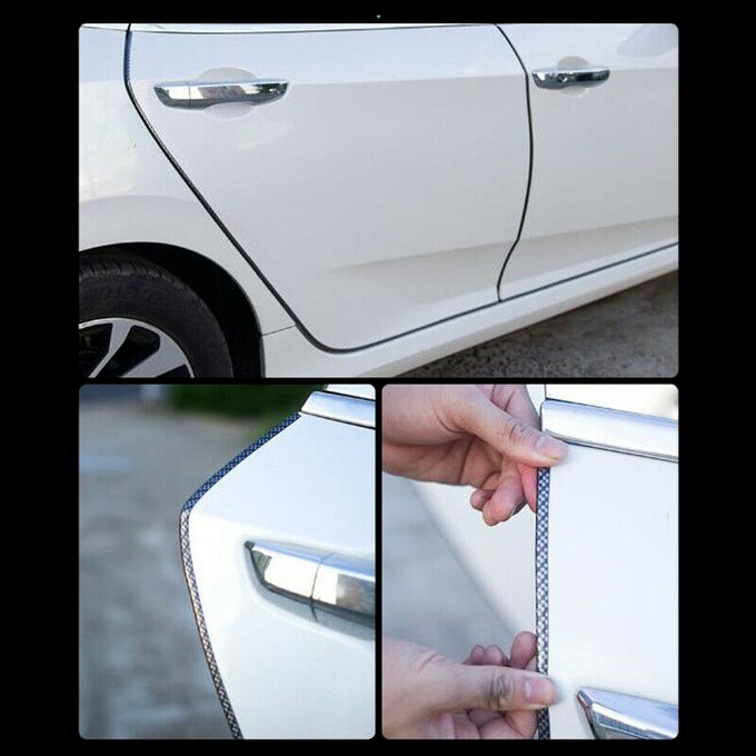 5M Carbon Fiber Car Door Moulding Rubber Scratch Protector Strip Edge Guard Trim