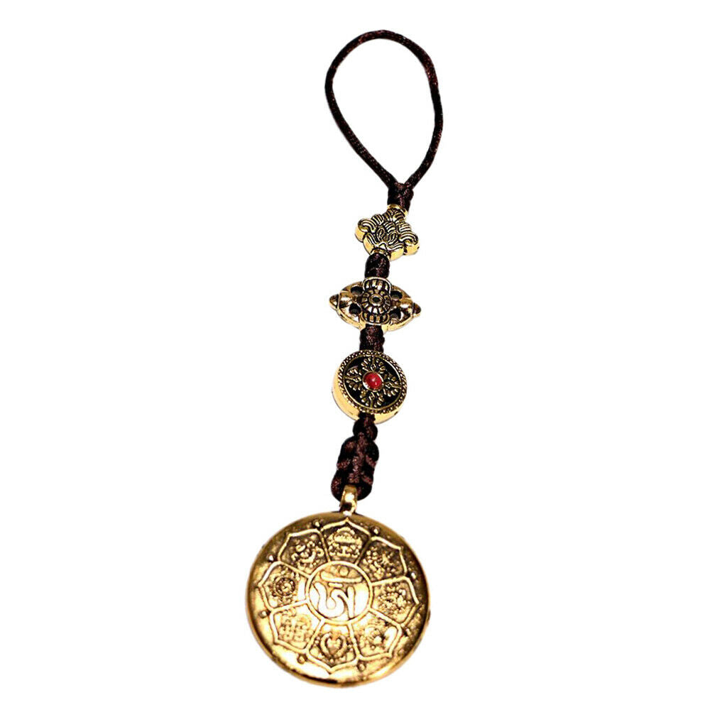Tibetan Buddhism Copper Zodiac animal Wall Hanging Amulet Pendant 4.3cm
