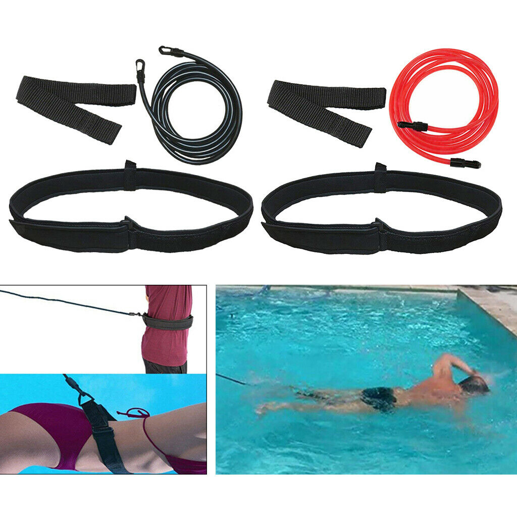 2Sets Swim Bungee Training Belt Set Tether Stationary Swimming Training Gear