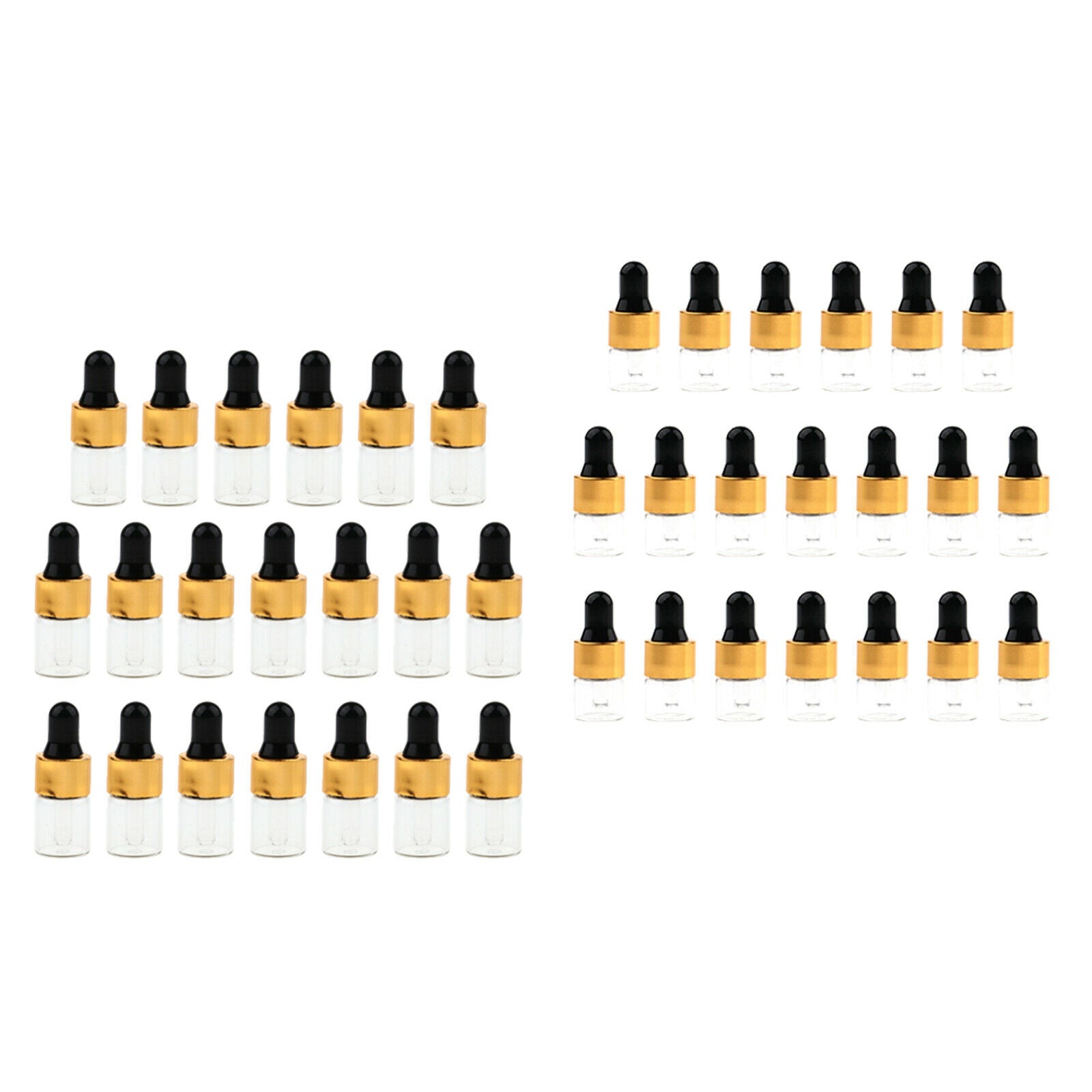 40 Pieces Travel Empty Glass Essential Oil Refillable Dropper Bottles 1+2ML