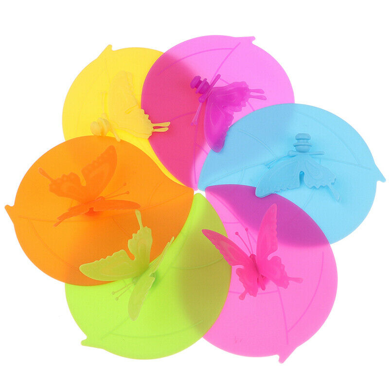 Colorful Butterfly Leaves Silicone Cup Cover Dustproof Glass Plastic Mug CapBDA