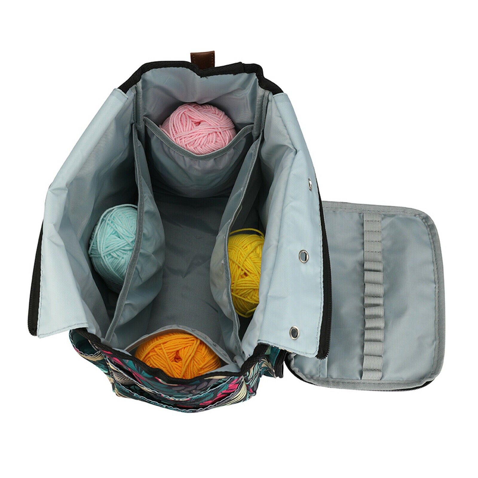 Knitting Bag, Yarn Tote Organizer with Inner Divider for Crochet Hooks, Knitting