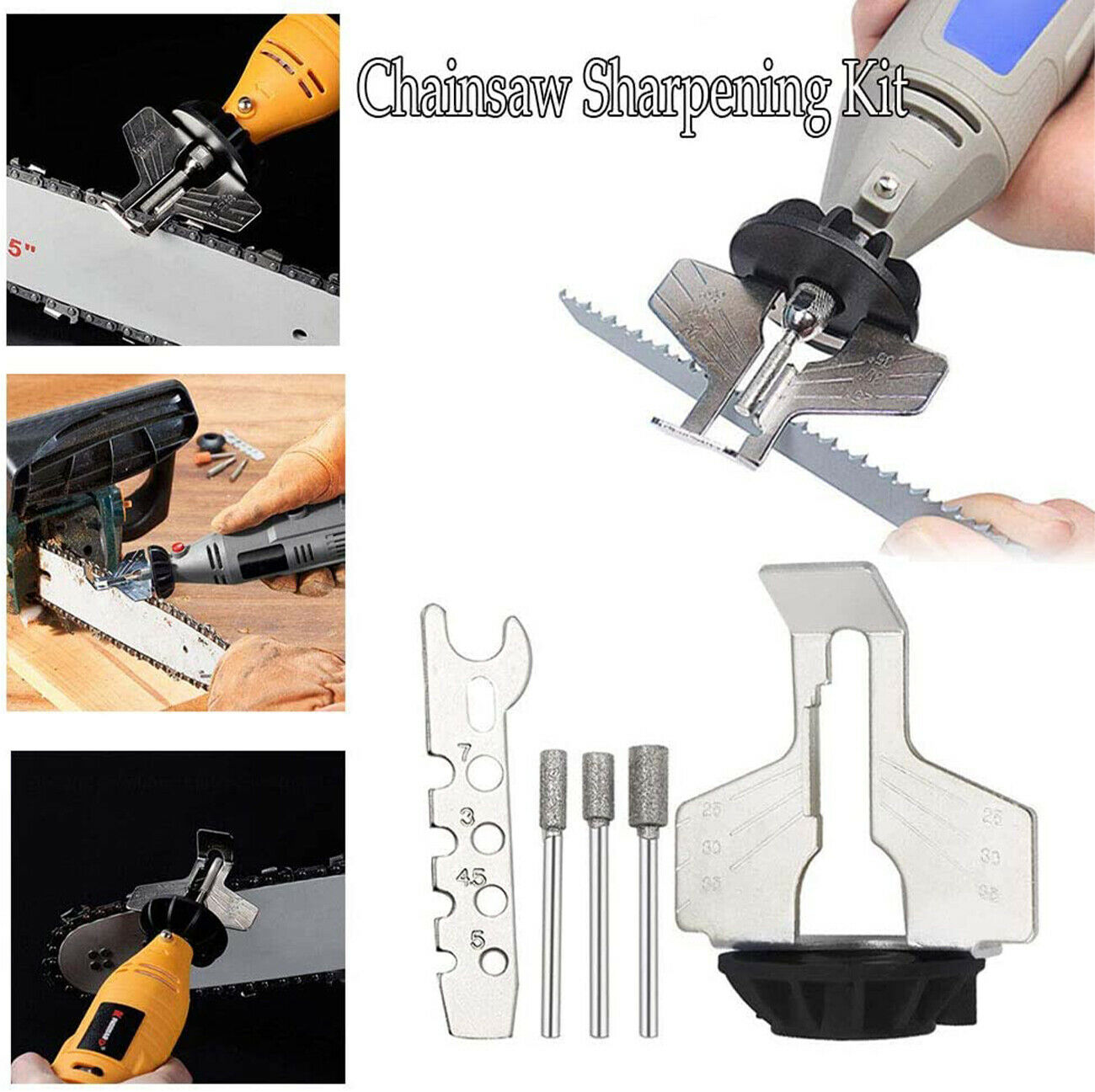 Chain Saw Sharpening Attachment Sharpener Guide Drill Adapter Head Chainsaw LIN