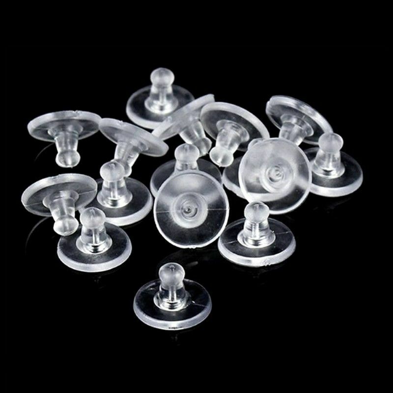 100pc Clear Rubber Earring Safety Back Bullet Clutch Earring Pad Jewelry Finding