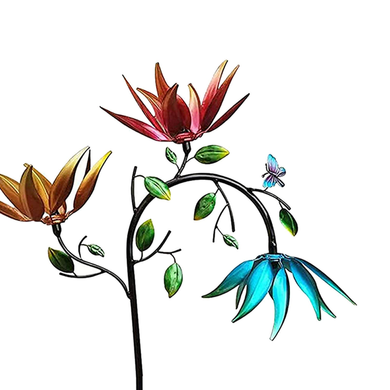 2Pack Wind Spinner Colorful Flowers Butterfly Windmill Home Decor Wind Mill