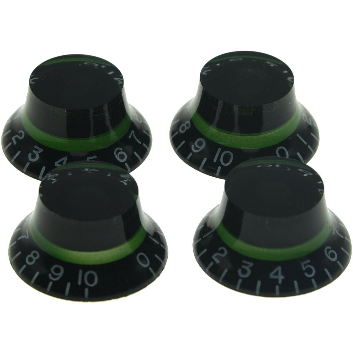 4* Guitar Custom Bell Knobs Top Hat Knobs Black With Green For Les Paul