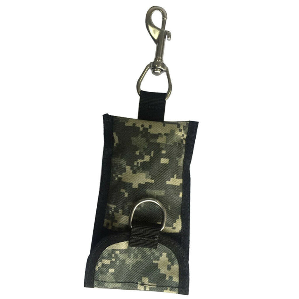Scuba Diving Single Reef Drift Hook Webbing Bolt Clip & Storage Bag Camo.