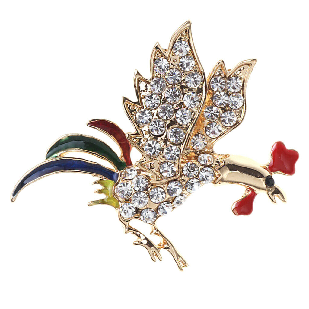 Crystal Rooster Badge Brooch Enamel Corsage Christmas Clothing Accessories