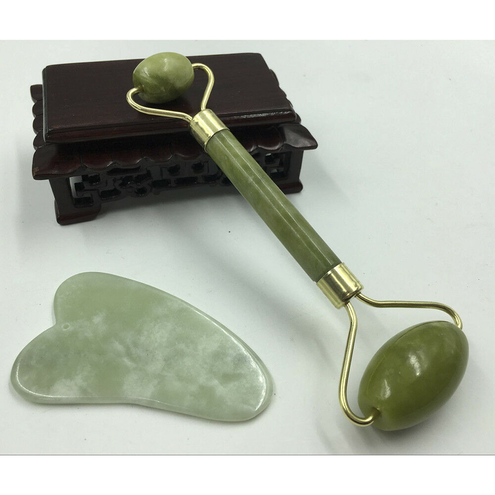 Facial Jade Stone Roller Natural Quartz Beauty Massage Tool Face Massager_
