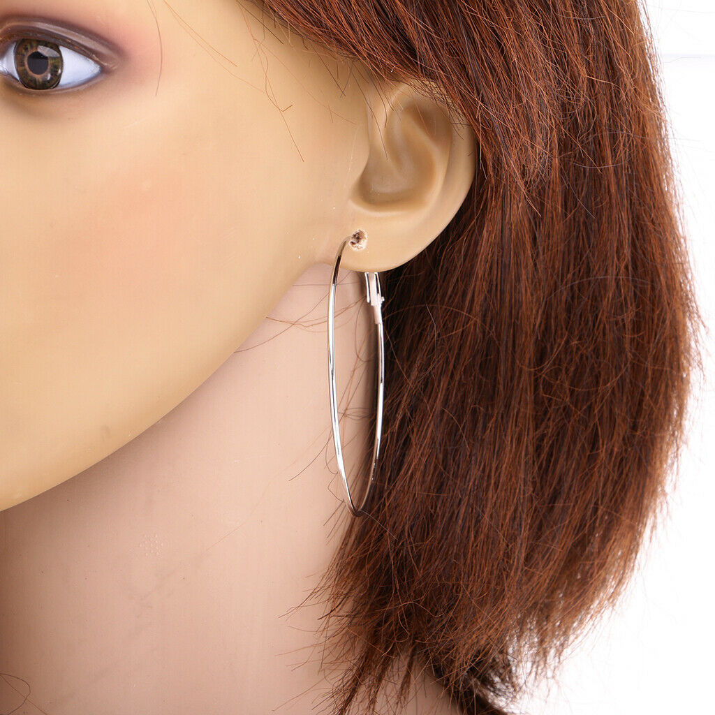 6 Pairs Fashion Women Girls Punk Alloy Smooth Big Large Round Hoop Earrings