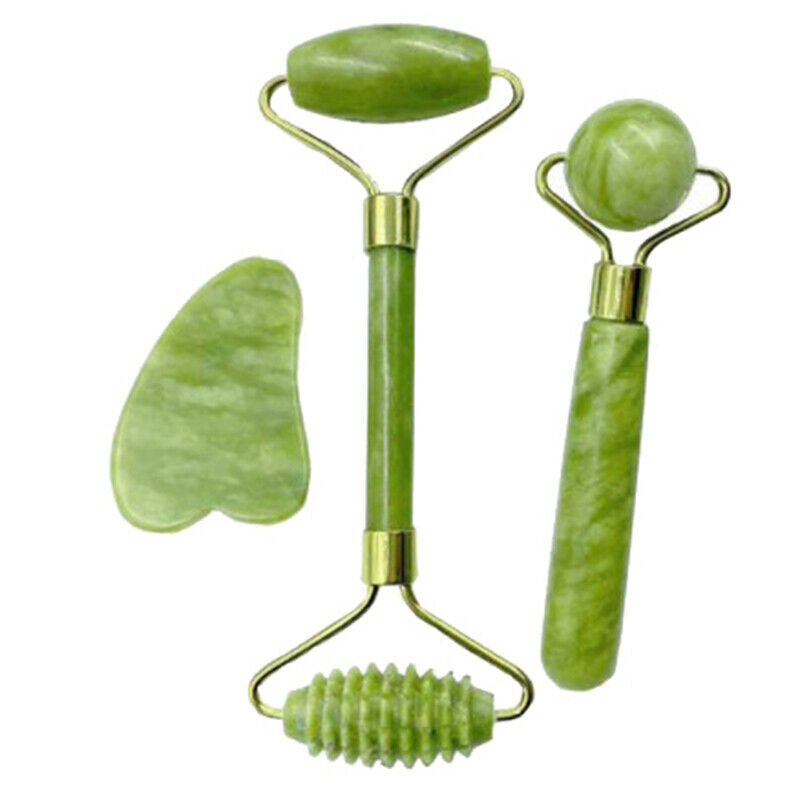 Guasha Facial Jade Roller Face Thin+Body Gua Sha Board Massager Tool SetB Tt