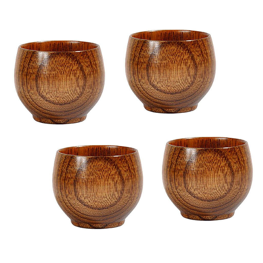 4x Mini Wooden Cup Handmade Natural Wood Coffee Tea Beer Juice Milk Mug 50ml