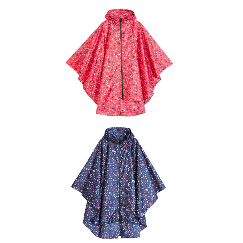 Female Unisex Lightweight Raincoat Packable Hooded Poncho Hiker Rain Jacket
