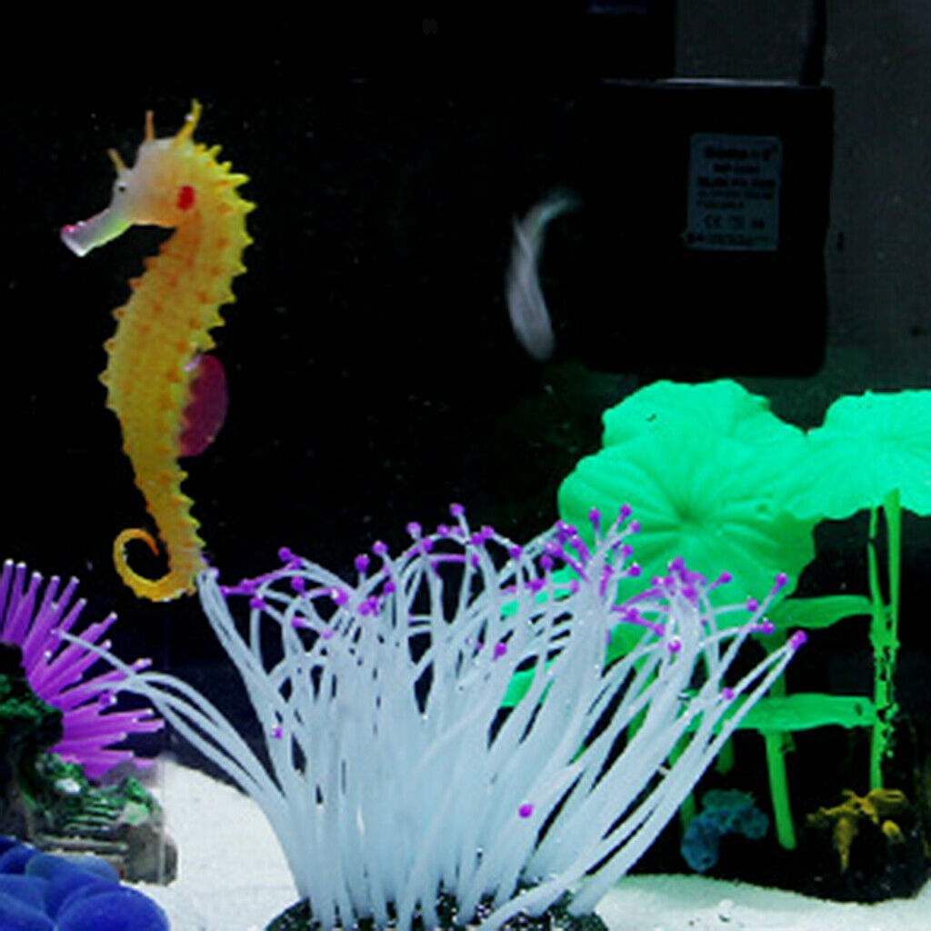 1 Pc Glowing Silicone Aquarium Landscape Artificial Sea Anemone Coral Blue