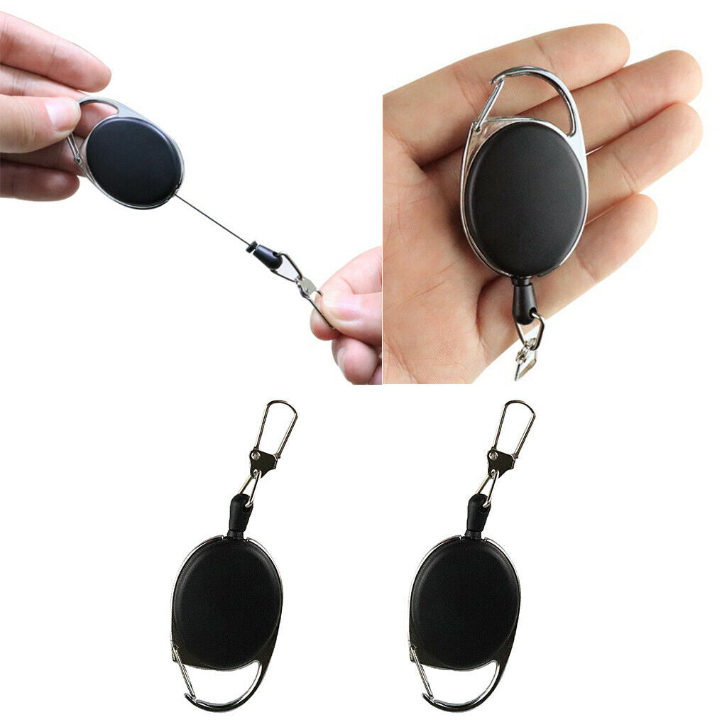 Lots 2 Retractable Key Chain Recoil Heavy Duty Cord ID Badge Card Clip