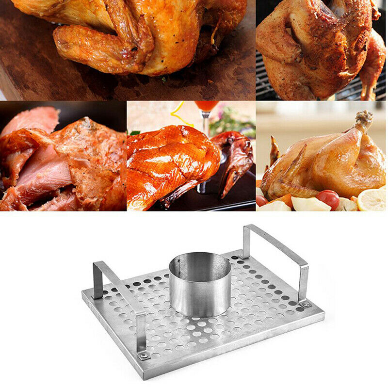 Beer Can Chicken Roaster Rack Stainless Steel BBQ Roasting Holder for Campin.DD