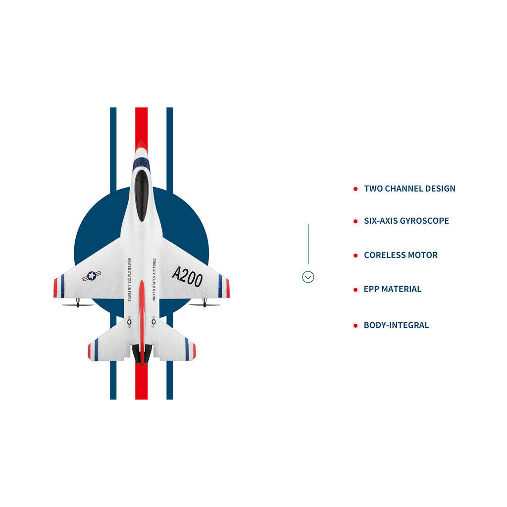 2 Channel RC Plane Glider Fighter, 6-Axis Gyro, Coreless Motor, Remote Control