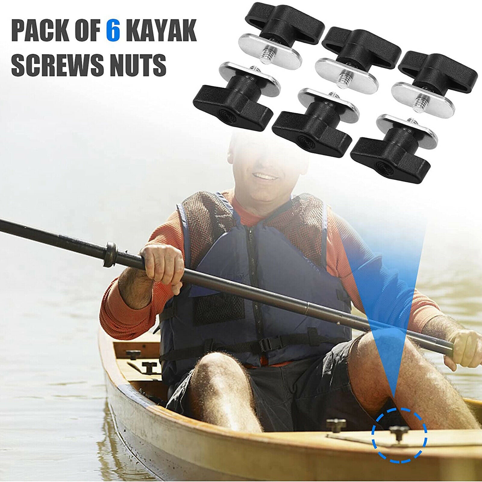 6x Stainless Steel Kayak Rail Track Screws and Nuts For Marine Canoe Dinghy