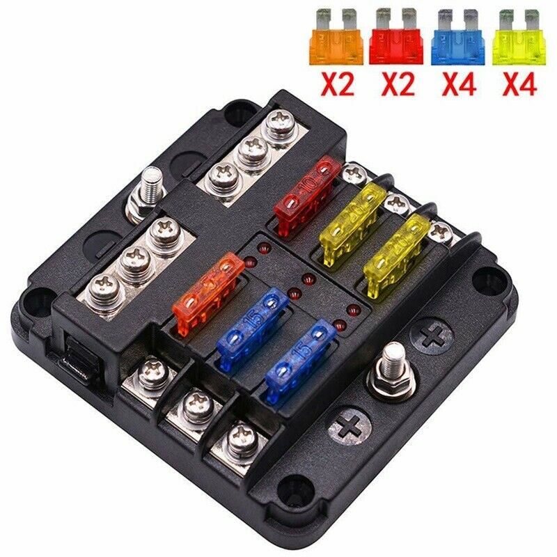 6-Way Waterproof Fuse Block,with LED Indicator 12 Circuits with Negative MarinR8