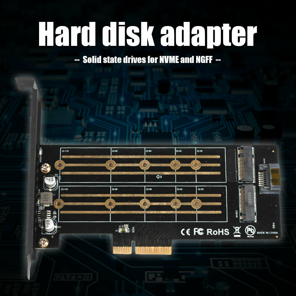 Dual M.2 PCIe Adapter PCI-E Express 3.0 X4 to M.2 M+B Key Host Expansion Card